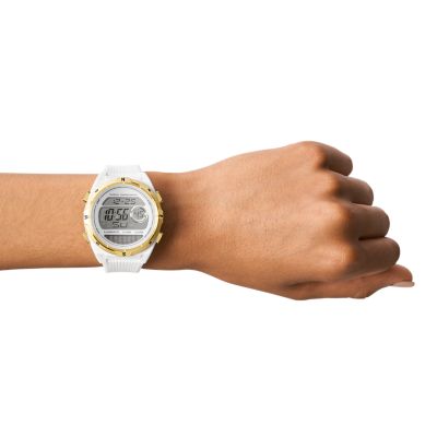 Fossil watch women's hot sale white silicone strap