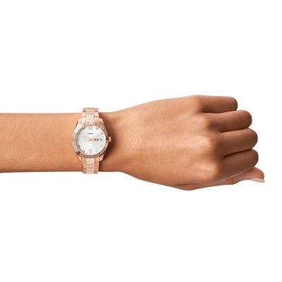 Scarlette Three-Hand Day-Date Rose Gold-Tone Stainless Steel Watch