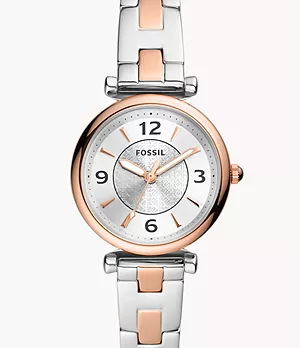 Reloj Carlie de acero inoxidable en dos tonos con tres agujas