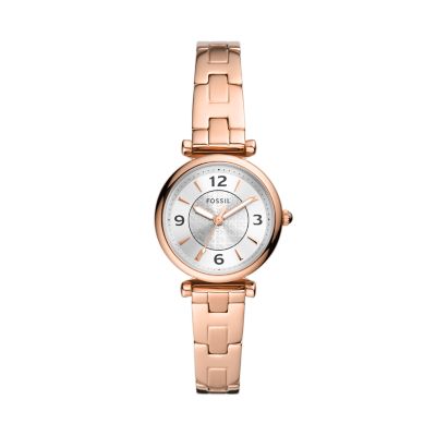 Fossil Women Carlie Three-Hand Rose Gold-Tone Stainless Steel Watch
