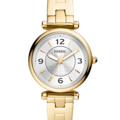 Reloj Carlie de acero inoxidable en tono dorado con tres agujas