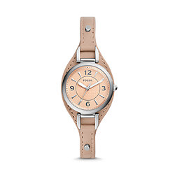 Carlie Three-Hand Latte Eco Leather Watch