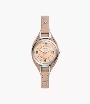 Carlie Three-Hand Latte Eco Leather Watch