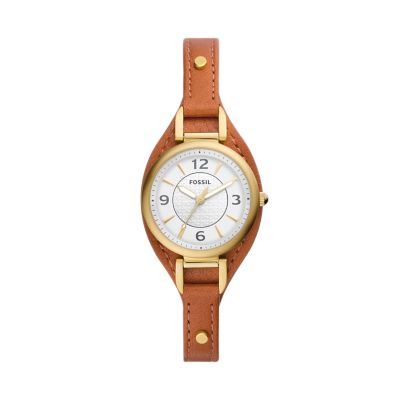 Fossil carlie three shop hand leather watch