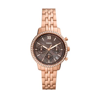 Fossil rose gold 2024 mother of pearl watch