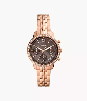 Cronografo Neutra con bracciale in acciaio color oro rosa