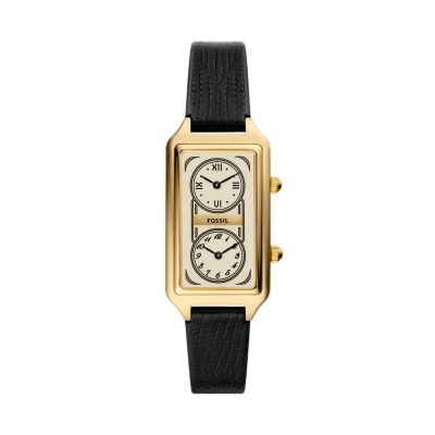 

Fossil Femmes Montre Raquel à double fuseau horaire en cuir noire