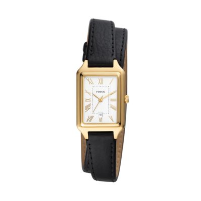 Womens Black Leather Watch 