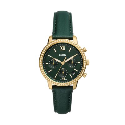 

Fossil Femmes Montre Neutra chronographe en cuir écoresponsable vert