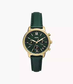 Montre chronographe en cuir écologique vert Neutra