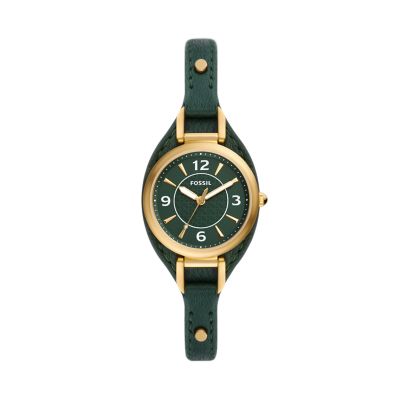 

Fossil Femmes Montre Carlie à trois aiguilles en cuir écoresponsable vert