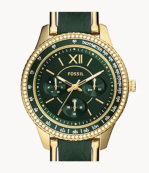 Reloj multifunción Stella de piel ecológica verde