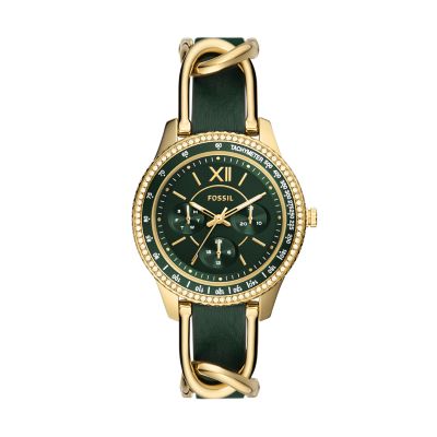 

Fossil Femmes Montre Stella multifonction en cuir écoresponsable vert