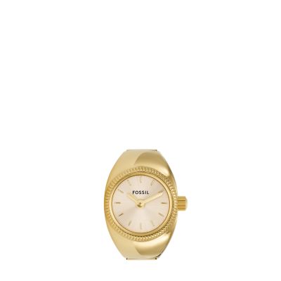 Watch Ring Two-Hand Gold-Tone Stainless - - Fossil Steel ES5246