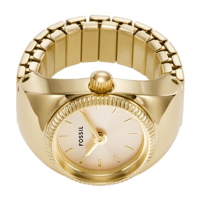 Watch Ring Two Hand Gold Tone Stainless Steel ES5246 Fossil