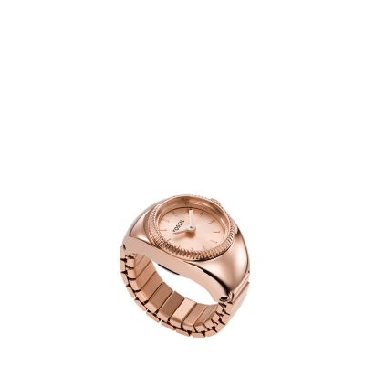 Doré rose for Bague de montre à deux aiguilles en acier inoxydable doré