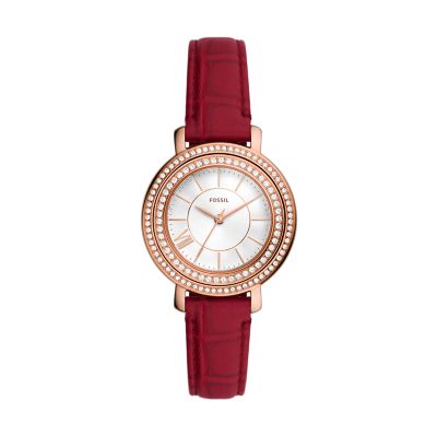 

Fossil Femmes Montre Jacqueline nouvelle année lunaire à trois aiguilles en cuir écoresponsable rouge