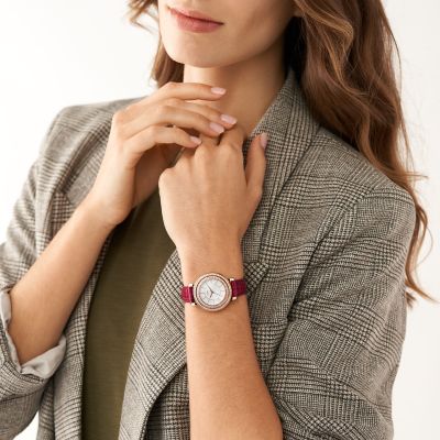 Fossil watch jacqueline clearance leather