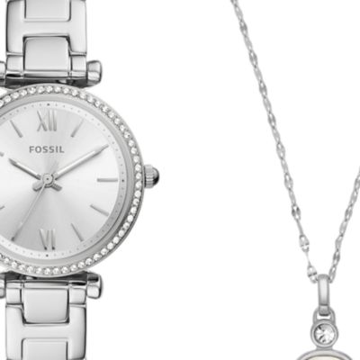 Set composto da orologio Carlie a tre sfere con bracciale in acciaio e collana