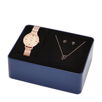 Jacqueline Three-Hand Date Rose Gold-Tone Stainless Steel Watch