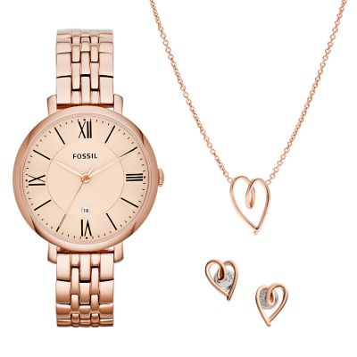 Fossil chronograph rose on sale gold