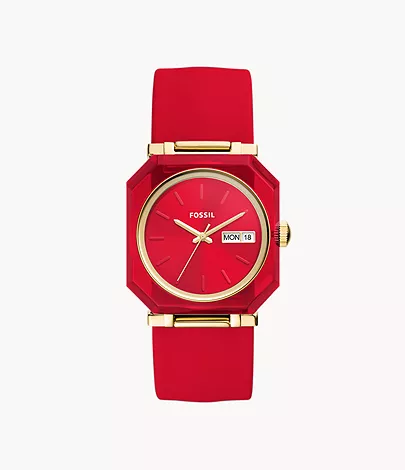 Imagen de reloj Slap-On Fossil Rock Candy en color rojo.