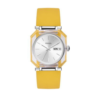 Imagen de reloj Slap-On Fossil Rock Candy en color amarillo.