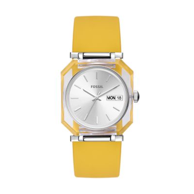 Bild der gelben Fossil Slap Watch Rock Candy.