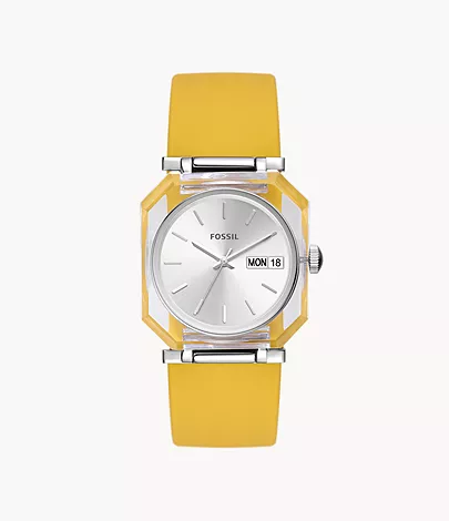 Image d’une montre Slap Fossil Rock Candy jaune.