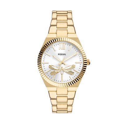 Scarlette Three-Hand Gold-Tone Stainless Steel Watch - ES5262 - Fossil