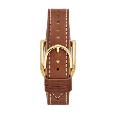 Montre Femme FOSSIL Harwell Bracelet Cuir Marron Cadran Rectangulaire Blanc  - ES5264