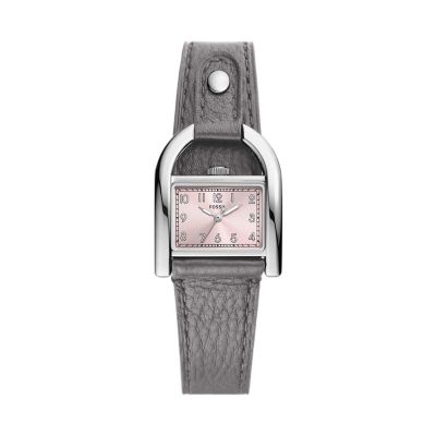 

Fossil Femmes Montre Harwell à trois aiguilles en cuir écoresponsable gris clair