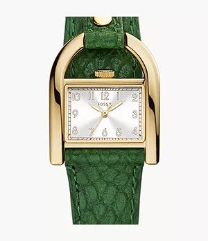 Reloj Harwell de piel ecológica verde con tres agujas