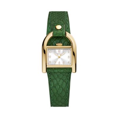 

Fossil Femmes Montre Harwell à trois aiguilles en cuir écoresponsable vert