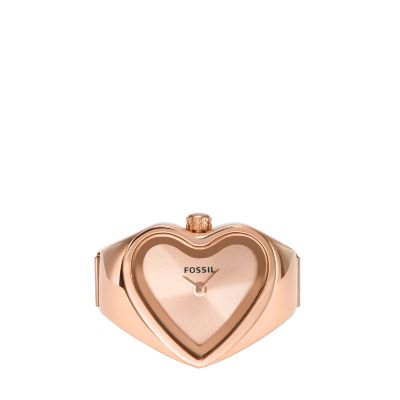 Fossil Women's Watch Ring Two-Hand Rose Gold-Tone Stainless Steel