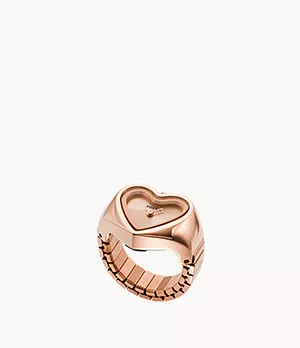 Orologio ad anello a due sfere in acciaio color oro rosa