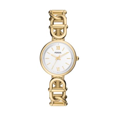 Carlie Three-Hand Gold-Tone Steel - - Fossil Watch ES5272 Stainless