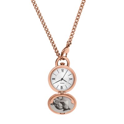 Jacqueline Three-Hand Rose Gold-Tone Stainless Steel Watch Locket