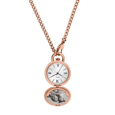 Locket Collection Rose Gold-Tone Stainless Steel Chain Necklace -  JF04429791 - Fossil