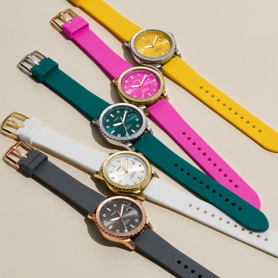 Silicone fossil clearance watch