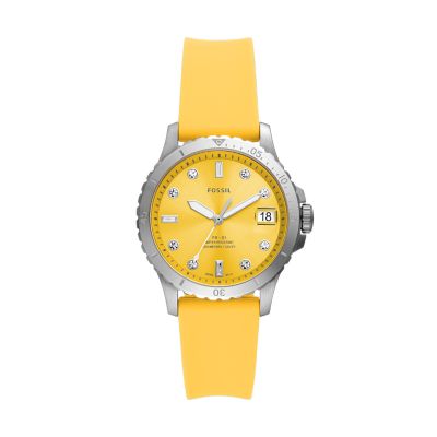 Fossil watch women's 2024 white silicone strap