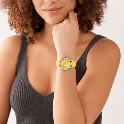 FB-01 Three-Hand Date Yellow Silicone Watch - ES5289 - Watch Station