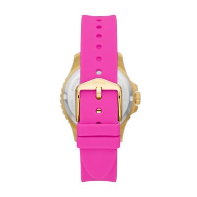 FB-01 Three-Hand Date Pink Silicone Watch - ES5290 - Fossil