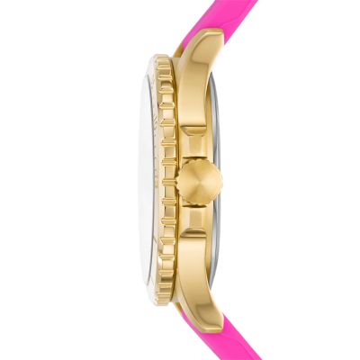 FB-01 Three-Hand Date Pink Silicone Watch - ES5290 - Fossil