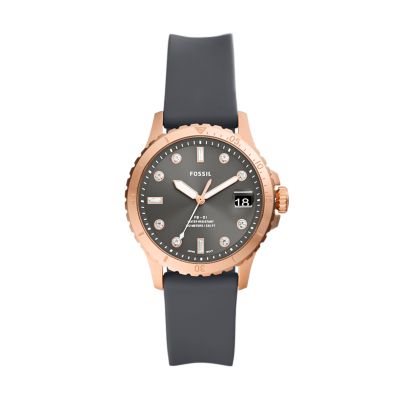 FB-01 Three-Hand Date Gray Silicone Watch - ES5293 - Fossil