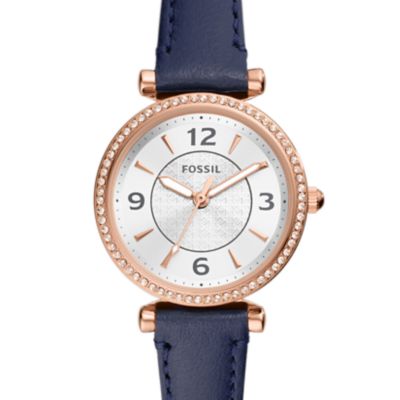 Carlie Three-Hand Navy LiteHide™ Leather Watch