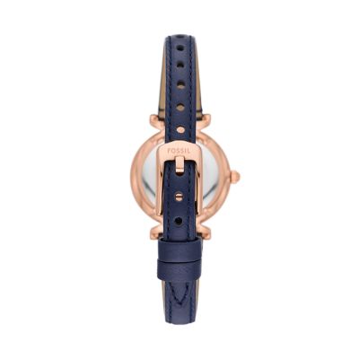 Montre trois aiguilles Carlie en cuir LiteHide bleu marine