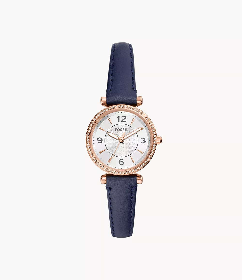 Carlie Three-Hand Navy LiteHide™ Leather Watch