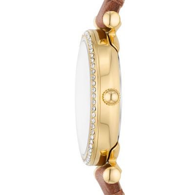 Carlie Three-Hand Medium Brown LiteHide™ Leather Watch - ES5297