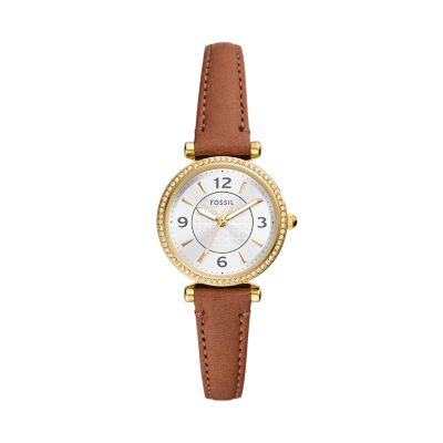 Fossil Uhr Carlie 3-Zeiger-Werk -Leder mittelbraun